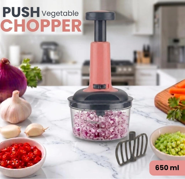 Push Chopper 650ml, 3-Tier Steel Blades